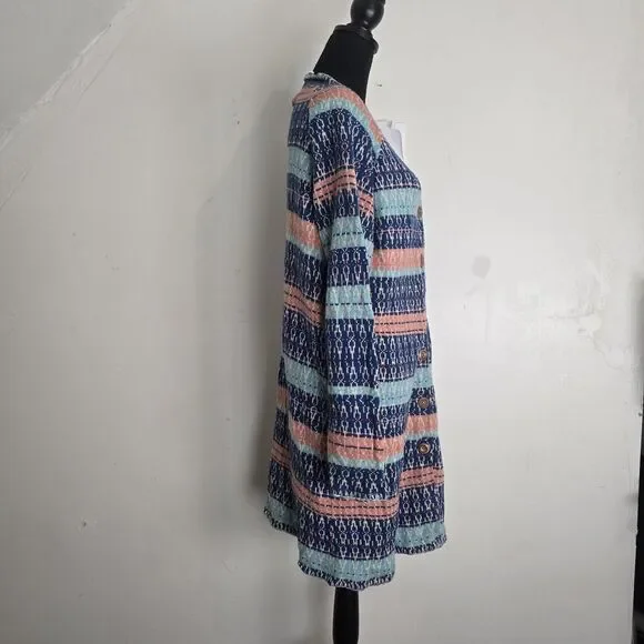 Sundance Cardigan Large Shoreline Long Wooden Button Up Boho Coastal Sweater - Picture 5 of 10